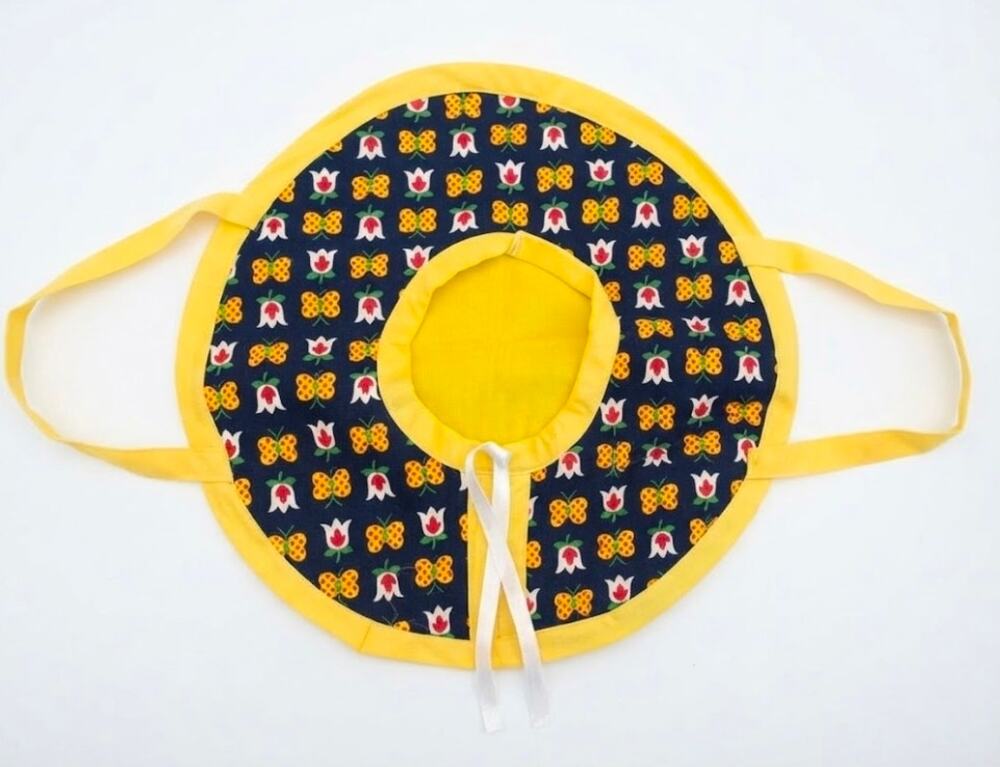 Vintage Handmade Casserole Dish Pie Carrier Round Quilt Cotton Fabric Bag